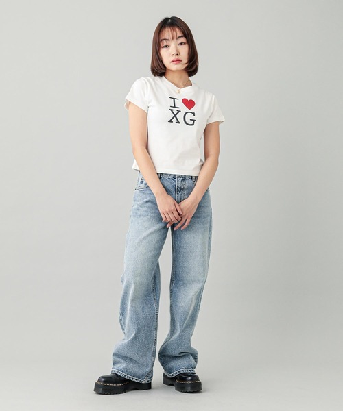 X-girl（エックスガール）の「I LOVE XG LOGO S/S BABY TEE（T