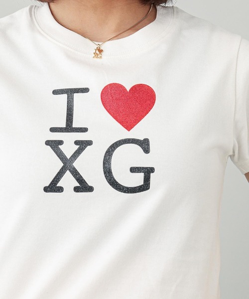 X-girl(エックスガール)の「I LOVE XG LOGO S/S BABY TEE(Tシャツ/カットソー・レディース・ブラック/ホワイト・S/M)」の12枚目の写真