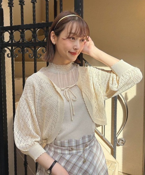 F i.n.t（フィント）の「透かし編みニットボレロ/fint（カーディガン