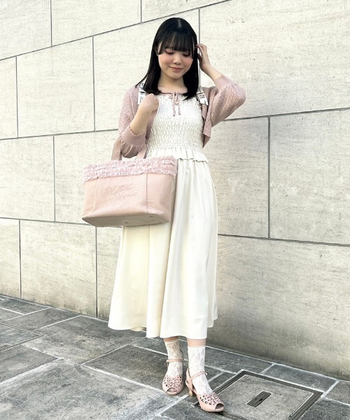 F i.n.t（フィント）の「透かし編みニットボレロ/fint（カーディガン/ボレロ・レディース・アイボリー/ミント/ピンクベージュ・FREE）」の8枚目の写真
