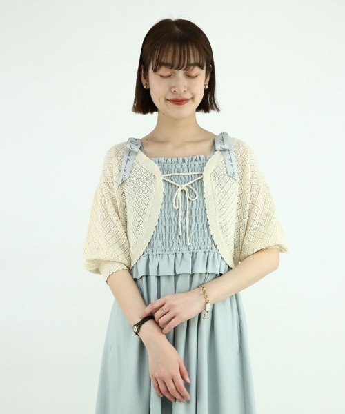 F i.n.t（フィント）の「透かし編みニットボレロ/fint（カーディガン/ボレロ・レディース・アイボリー/ミント/ピンクベージュ・FREE）」の17枚目の写真