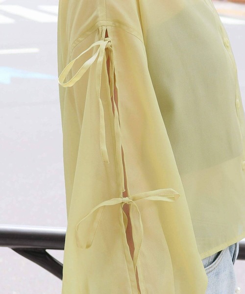 tiptop（ティップトップ）の「袖リボンシアーシャツ（シャツ/ブラウス・レディース・オフホワイト/ピンク/ブルー/イエロー・FREE）」の21枚目の写真