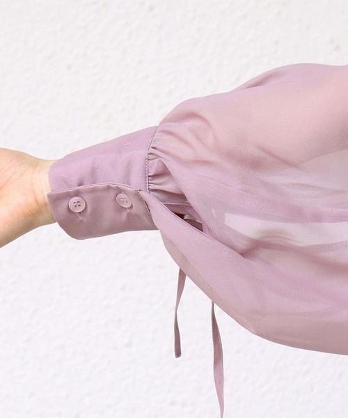 tiptop（ティップトップ）の「袖リボンシアーシャツ（シャツ/ブラウス・レディース・オフホワイト/ピンク/ブルー/イエロー・FREE）」の12枚目の写真