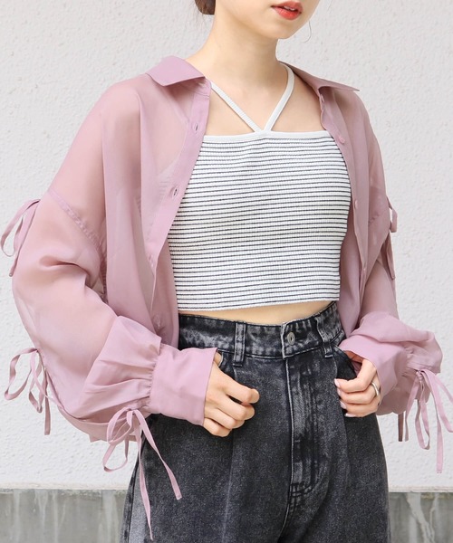 tiptop（ティップトップ）の「袖リボンシアーシャツ（シャツ/ブラウス・レディース・オフホワイト/ピンク/ブルー/イエロー・FREE）」の20枚目の写真