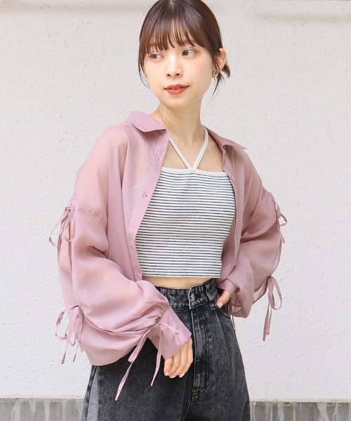 tiptop（ティップトップ）の「袖リボンシアーシャツ（シャツ/ブラウス・レディース・オフホワイト/ピンク/ブルー/イエロー・FREE）」の19枚目の写真