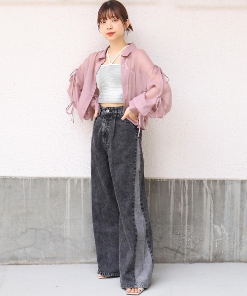 tiptop（ティップトップ）の「袖リボンシアーシャツ（シャツ/ブラウス・レディース・オフホワイト/ピンク/ブルー/イエロー・FREE）」の18枚目の写真