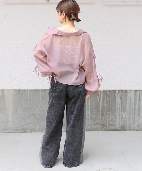 tiptop（ティップトップ）の「袖リボンシアーシャツ（シャツ/ブラウス・レディース・オフホワイト/ピンク/ブルー/イエロー・FREE）」の15枚目の写真