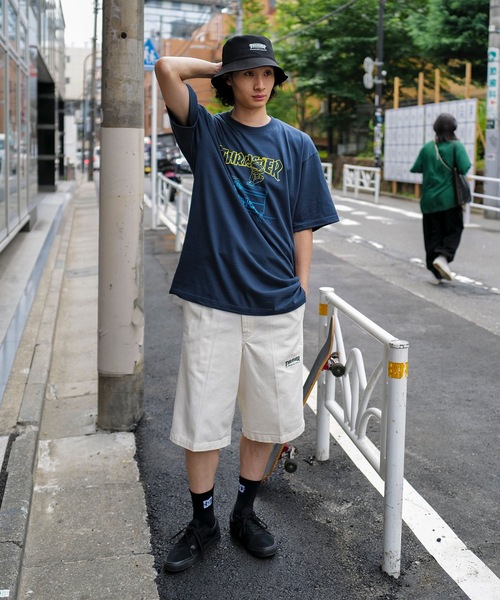 WORK HALF PANTS/スラッシャーワイドバギーシルエットワンポイント
