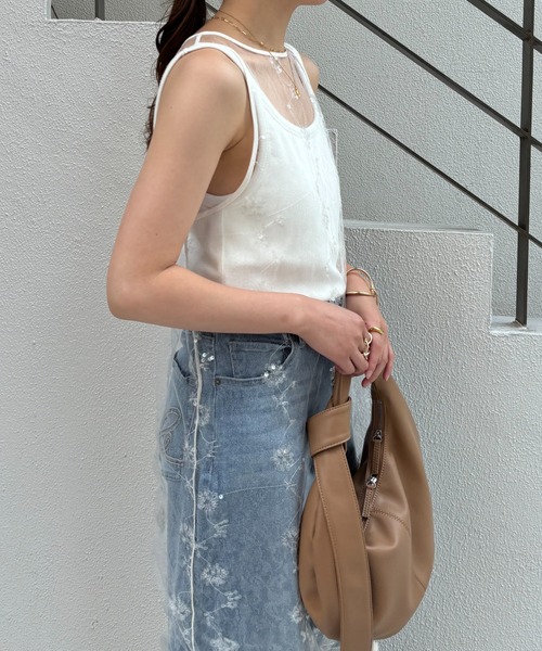 COLLAGE GALLARDAGALANTE（コラージュガリャルダガランテ）の「スパンコールシアーワンピース（ワンピース・レディース・ホワイト/ブラック・FREE）」の7枚目の写真