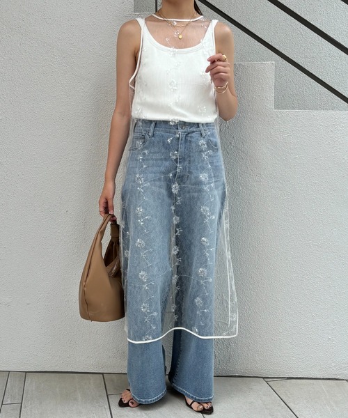 COLLAGE GALLARDAGALANTE（コラージュガリャルダガランテ）の「スパンコールシアーワンピース（ワンピース・レディース・ホワイト/ブラック・FREE）」の6枚目の写真