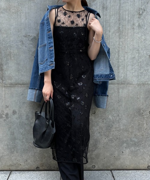 COLLAGE GALLARDAGALANTE（コラージュガリャルダガランテ）の「スパンコールシアーワンピース（ワンピース・レディース・ホワイト/ブラック・FREE）」の13枚目の写真