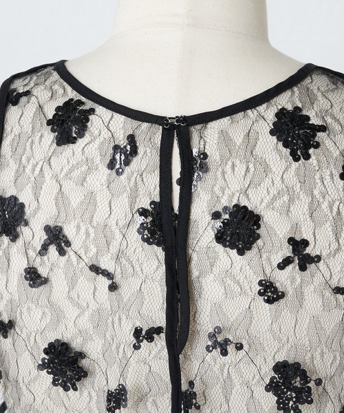 COLLAGE GALLARDAGALANTE（コラージュガリャルダガランテ）の「スパンコールシアーワンピース（ワンピース・レディース・ホワイト/ブラック・FREE）」の17枚目の写真