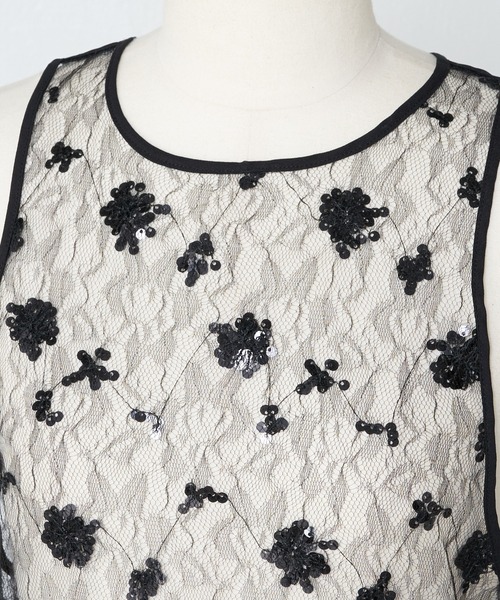 COLLAGE GALLARDAGALANTE（コラージュガリャルダガランテ）の「スパンコールシアーワンピース（ワンピース・レディース・ホワイト/ブラック・FREE）」の18枚目の写真