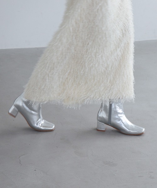 EVOL（イーボル）の「【EVOL】ソフトスクエアショートブーツ IX5473（ブーツ・レディース・ブラック/アイボリー/ブラック系その他/シルバー/モカ・LL/S/L/M）」の5枚目の写真