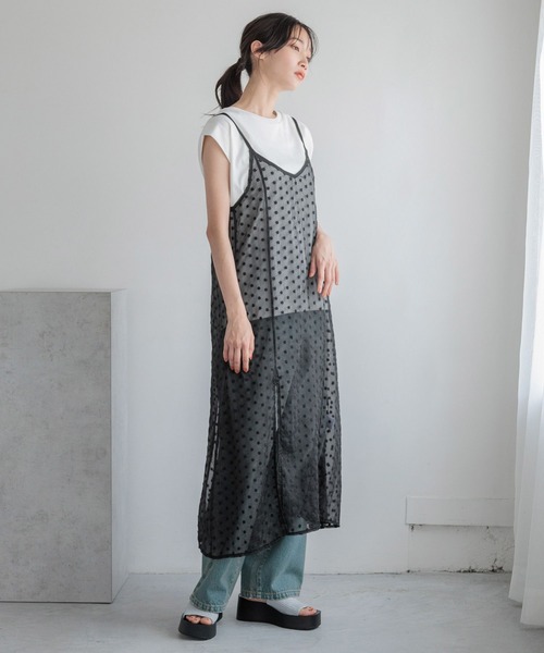 LOWRYS FARM（ローリーズファーム）の「ガラシアーキャミワンピ 131998（ワンピース・レディース・ホワイト/ブラック/ブラック系その他・FREE）」の10枚目の写真