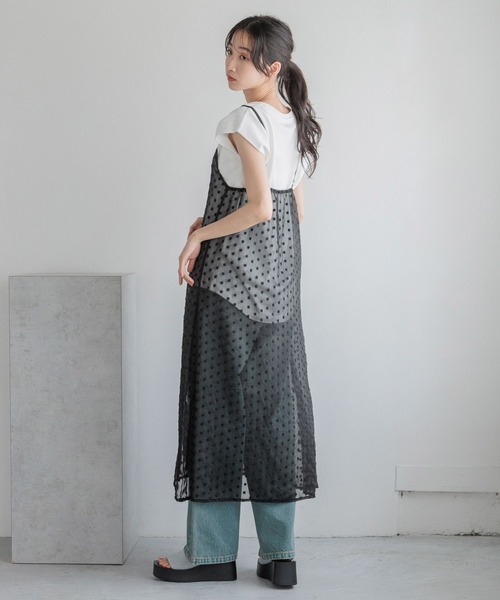 LOWRYS FARM（ローリーズファーム）の「ガラシアーキャミワンピ 131998（ワンピース・レディース・ホワイト/ブラック/ブラック系その他・FREE）」の9枚目の写真