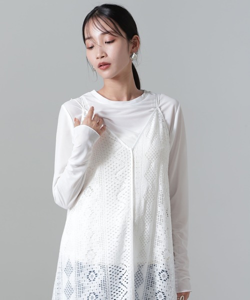NANO universe(ナノユニバース)の「メローシアーカットトップス(Tシャツ/カットソー・レディース・ブルー/ブラック/ホワイト・FREE)」の1枚目の写真