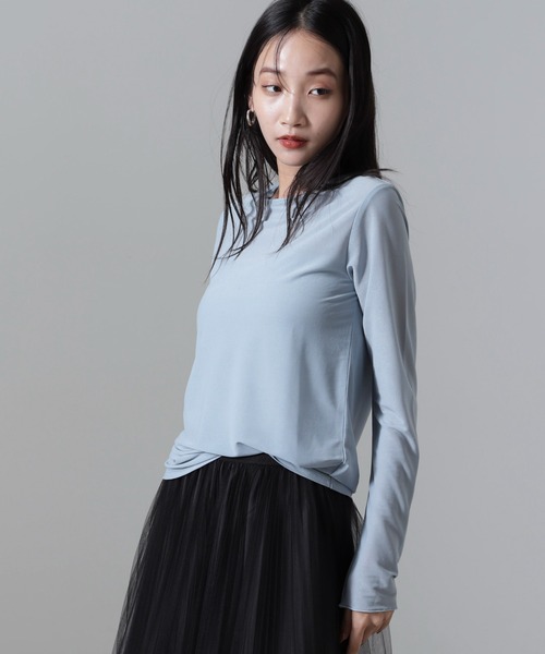 NANO universe(ナノユニバース)の「メローシアーカットトップス(Tシャツ/カットソー・レディース・ブルー/ブラック/ホワイト・FREE)」の4枚目の写真
