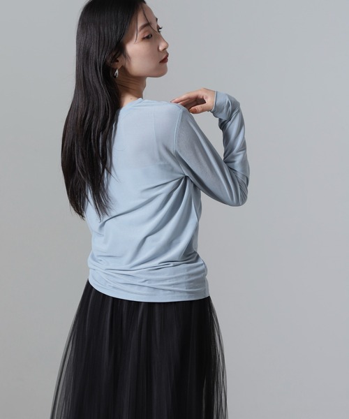 NANO universe(ナノユニバース)の「メローシアーカットトップス(Tシャツ/カットソー・レディース・ブルー/ブラック/ホワイト・FREE)」の5枚目の写真