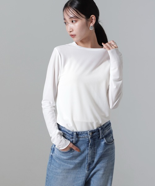 NANO universe(ナノユニバース)の「メローシアーカットトップス(Tシャツ/カットソー・レディース・ブルー/ブラック/ホワイト・FREE)」の19枚目の写真