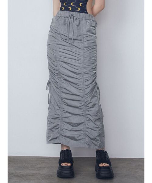 【Rest&Recreation】韓国人気 RR NYLON SKIRT PANTS (2色) TREEMINGBIRD] 2-way Folded Wrap Skirt-pants [ Dark Gray