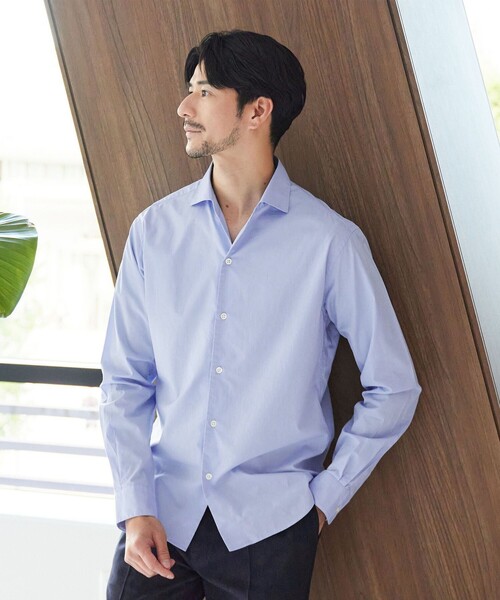 BEAUTY&YOUTH UNITED ARROWS（ビューティーアンドユースユナイテッドアローズ）の「【WEB限定 WARDROBE SMART】コットン ワイドカラー スキッパー シャツ（シャツ/ブラウス・メンズ・ブラック/ホワイト/ブラウン/ロイヤルブルー/グレー/コバルトブルー/ターコイズブルー/ライトブルー/ダークグレー・S/M/L/XL）」の7枚目の写真