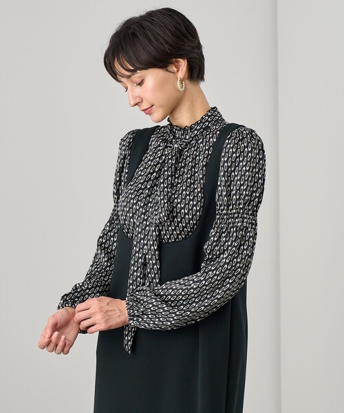 24AW✨アナイ バレエシューズプリントシャーリング ブラウス ボウタイ リボン 24AW✨アナイ バレエシューズプリントシャーリング ブラウス