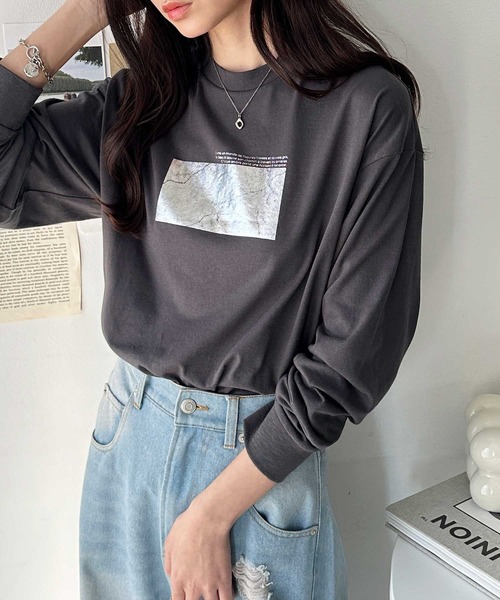 GeeRA(ジーラ)の「アソートロゴプリントロンT(Tシャツ/カットソー・レディース・チャコール/オフホワイト/ホワイト系その他/チャコールグレー・MEDIUM/LARGE)」の14枚目の写真