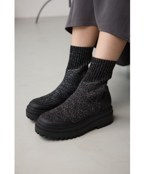 AZUL by moussy(アズールバイマウジー)の「ラメトラックソールソックスブーツ(ブーツ・レディース・ブラック/グレー・SMALL/MEDIUM/LARGE)」の8枚目の写真