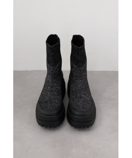 AZUL by moussy(アズールバイマウジー)の「ラメトラックソールソックスブーツ(ブーツ・レディース・ブラック/グレー・SMALL/MEDIUM/LARGE)」の5枚目の写真