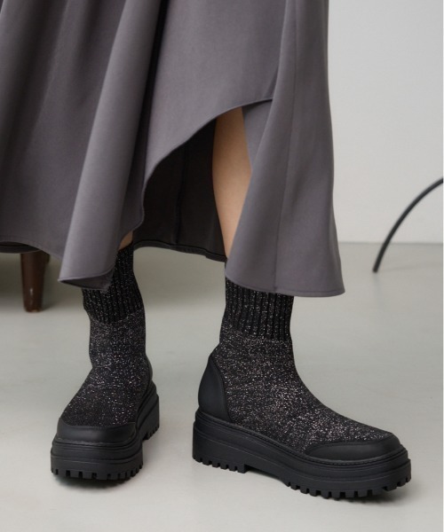 AZUL by moussy(アズールバイマウジー)の「ラメトラックソールソックスブーツ(ブーツ・レディース・ブラック/グレー・SMALL/MEDIUM/LARGE)」の20枚目の写真
