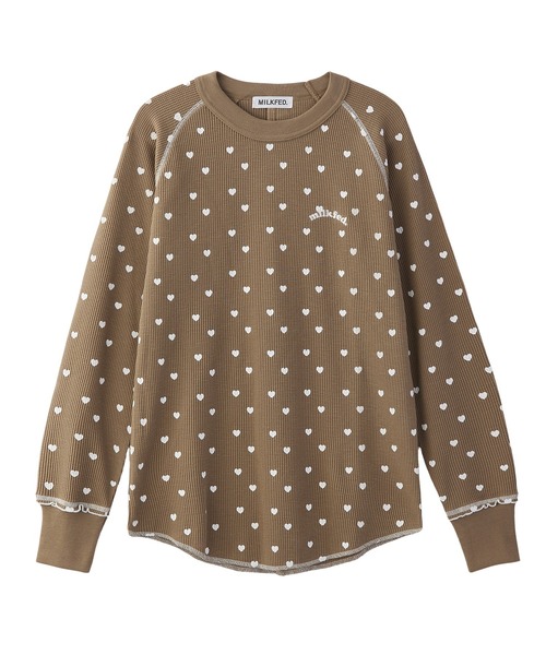 MILKFED.（ミルクフェド）の「HEART WAFFLE TOP（Tシャツ/カットソー・レディース・ネイビー/ブラウン/オフホワイト・ONE SIZE）」の4枚目の写真