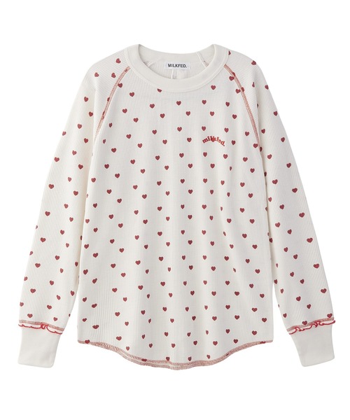 MILKFED.（ミルクフェド）の「HEART WAFFLE TOP（Tシャツ/カットソー・レディース・ネイビー/ブラウン/オフホワイト・ONE SIZE）」の5枚目の写真