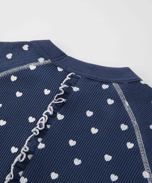 MILKFED.（ミルクフェド）の「HEART WAFFLE TOP（Tシャツ/カットソー・レディース・ネイビー/ブラウン/オフホワイト・ONE SIZE）」の12枚目の写真