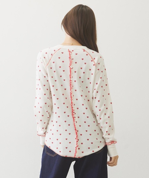 MILKFED.（ミルクフェド）の「HEART WAFFLE TOP（Tシャツ/カットソー・レディース・ネイビー/ブラウン/オフホワイト・ONE SIZE）」の17枚目の写真