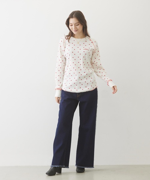 MILKFED.（ミルクフェド）の「HEART WAFFLE TOP（Tシャツ/カットソー・レディース・ネイビー/ブラウン/オフホワイト・ONE SIZE）」の19枚目の写真