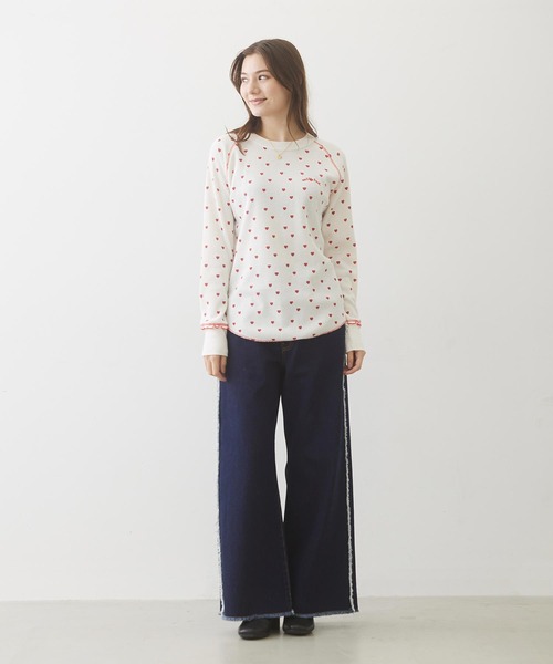 MILKFED.（ミルクフェド）の「HEART WAFFLE TOP（Tシャツ/カットソー・レディース・ネイビー/ブラウン/オフホワイト・ONE SIZE）」の20枚目の写真