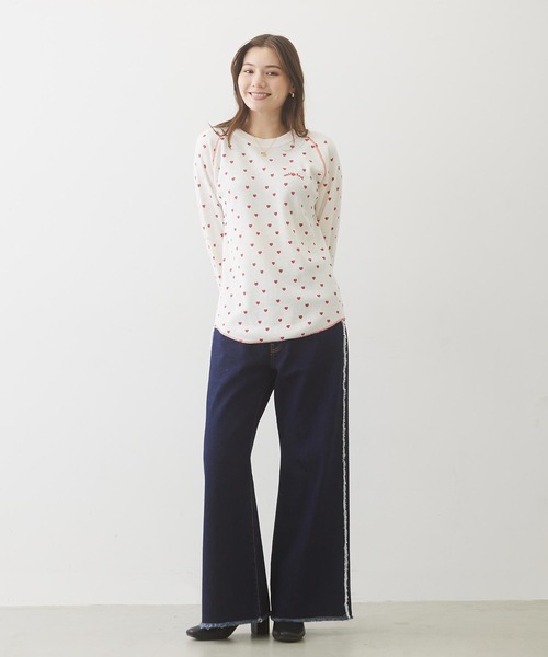 MILKFED.（ミルクフェド）の「HEART WAFFLE TOP（Tシャツ/カットソー・レディース・ネイビー/ブラウン/オフホワイト・ONE SIZE）」の21枚目の写真