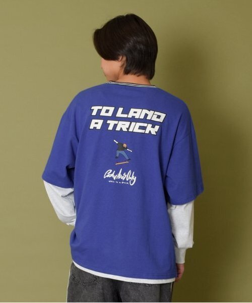 GLAZOS(グラソス)の「【大人向けサイズあり】USAコットン・レイヤードボブプリントビッグ長袖Tシャツ(Tシャツ/カットソー・キッズ・グリーン/ブルー/ブラック・S/M/L/LL)」の3枚目の写真