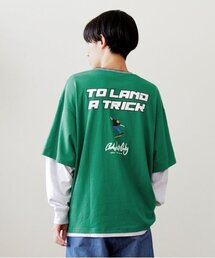 GLAZOS | 【大人向けサイズあり】USAコットン・レイヤードボブプリントビッグ長袖Tシャツ(Tシャツ/カットソー)
