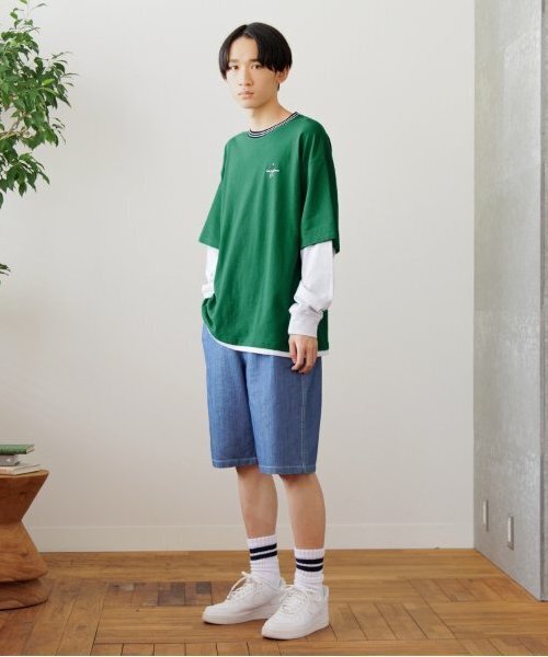 GLAZOS(グラソス)の「【大人向けサイズあり】USAコットン・レイヤードボブプリントビッグ長袖Tシャツ(Tシャツ/カットソー・キッズ・グリーン/ブルー/ブラック・S/M/L/LL)」の5枚目の写真