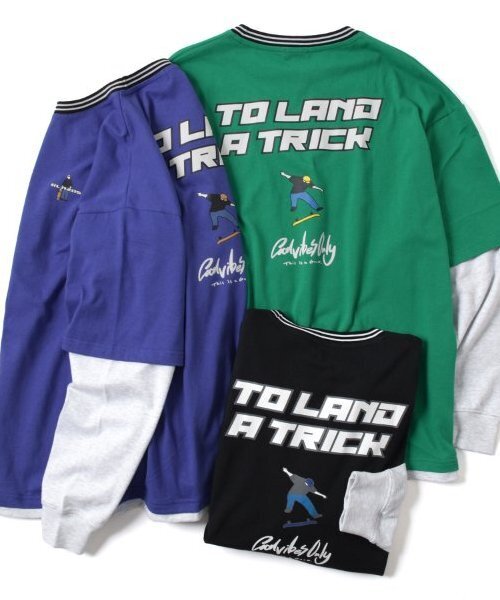 GLAZOS(グラソス)の「【大人向けサイズあり】USAコットン・レイヤードボブプリントビッグ長袖Tシャツ(Tシャツ/カットソー・キッズ・グリーン/ブルー/ブラック・S/M/L/LL)」の15枚目の写真
