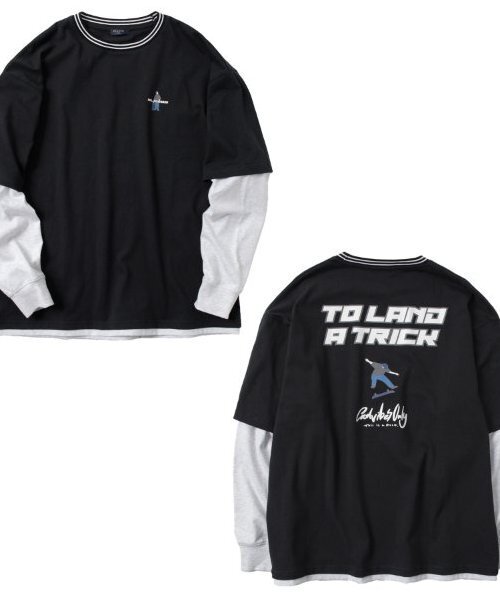 GLAZOS(グラソス)の「【大人向けサイズあり】USAコットン・レイヤードボブプリントビッグ長袖Tシャツ(Tシャツ/カットソー・キッズ・グリーン/ブルー/ブラック・S/M/L/LL)」の18枚目の写真
