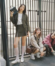 NAUTICA/ノーティカ ヘリンボーン ツイードカットオフ ミニスカート