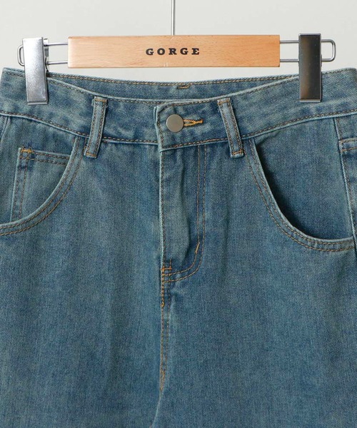 GORGE(ゴージ)の「《サイドカット×ダメージ加工》レディース デニムパンツ ストレート ヴィンテージ風 春夏秋(デニムパンツ・レディース・ライトブルー/ブルー・S/M)」の7枚目の写真