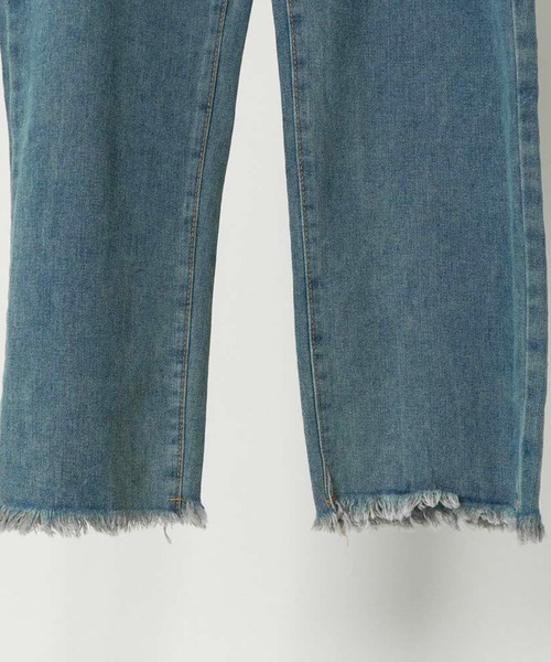 GORGE(ゴージ)の「《サイドカット×ダメージ加工》レディース デニムパンツ ストレート ヴィンテージ風 春夏秋(デニムパンツ・レディース・ライトブルー/ブルー・S/M)」の5枚目の写真