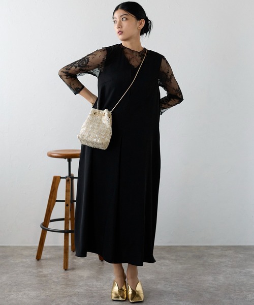 &Robu.（アンドロブ）の「ツイードスパンコールバッグ 結婚式 お呼ばれ 顔合わせ（ショルダーバッグ・レディース・シルバー/ブラック×ゴールド/ベージュ・FREE）」の13枚目の写真