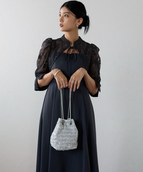 &Robu.（アンドロブ）の「ツイードスパンコールバッグ 結婚式 お呼ばれ 顔合わせ（ショルダーバッグ・レディース・シルバー/ブラック×ゴールド/ベージュ・FREE）」の19枚目の写真