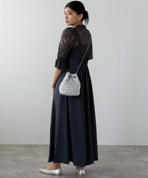 オケージョンドレス他バッグなど一式！⭐︎結婚式⭐︎30代40代 form forma 東京ソワール エレガント刺繍ケープブラックドレス (L〜LL