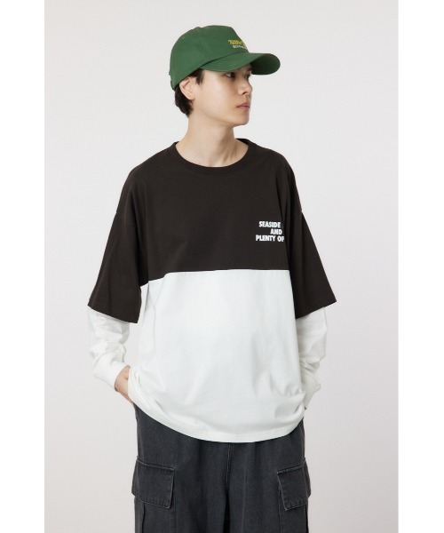 RODEO CROWNS WIDE BOWL(ロデオクラウンズワイドボウル)の「バイカラーL/S Tシャツ(Tシャツ/カットソー・メンズ・杢グレー/ブラック・LARGE/MEDIUM)」の2枚目の写真